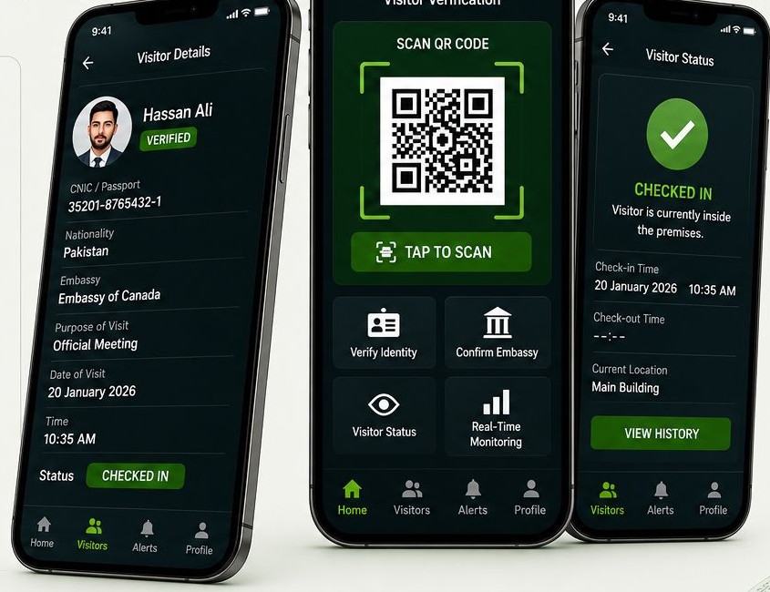 Secured DSS Islamabad mobile application screens